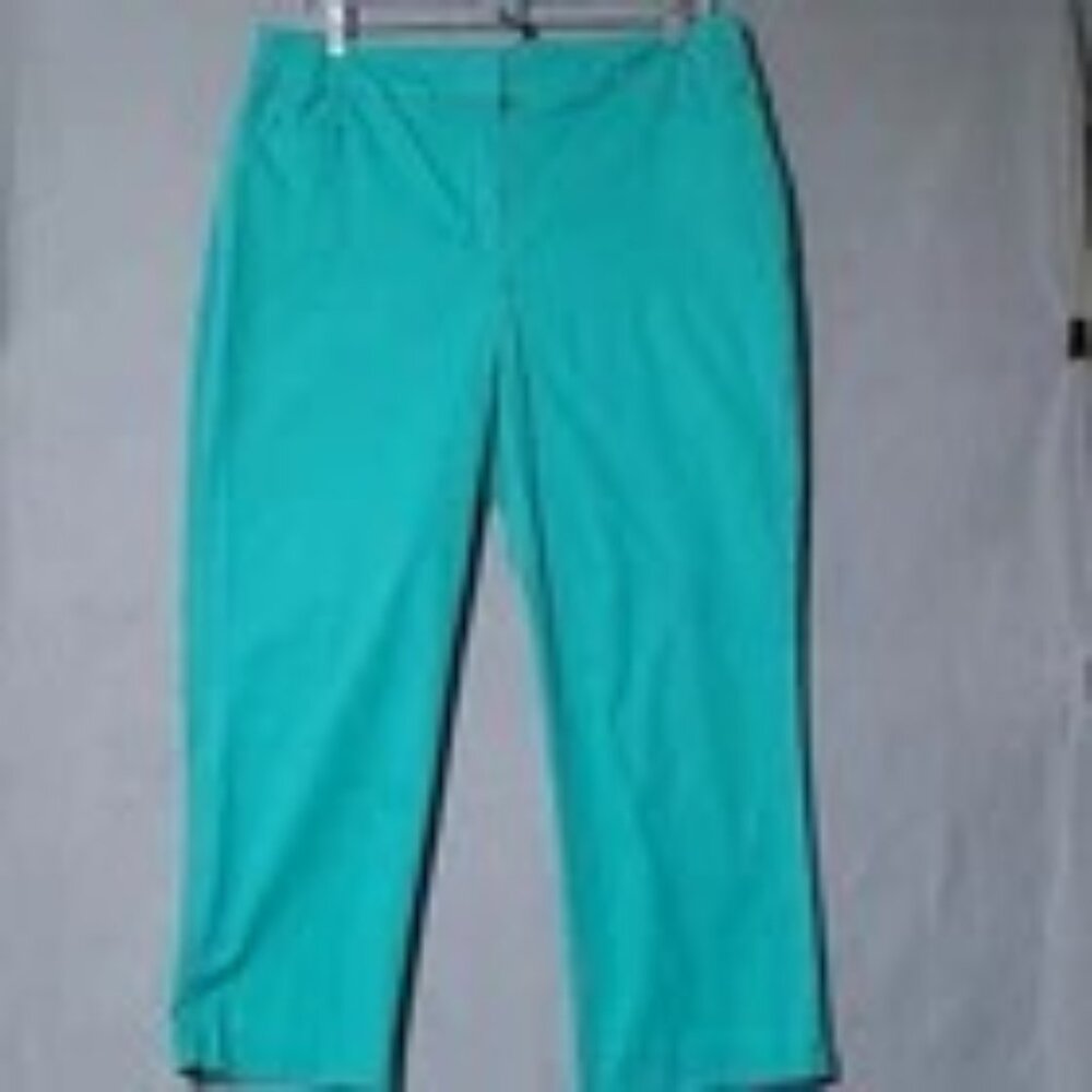 Ann Taylor Factory Women's Green Straight Leg Cropped Pants - Size 12